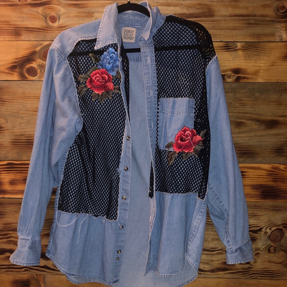 First of a kind button down oversized top